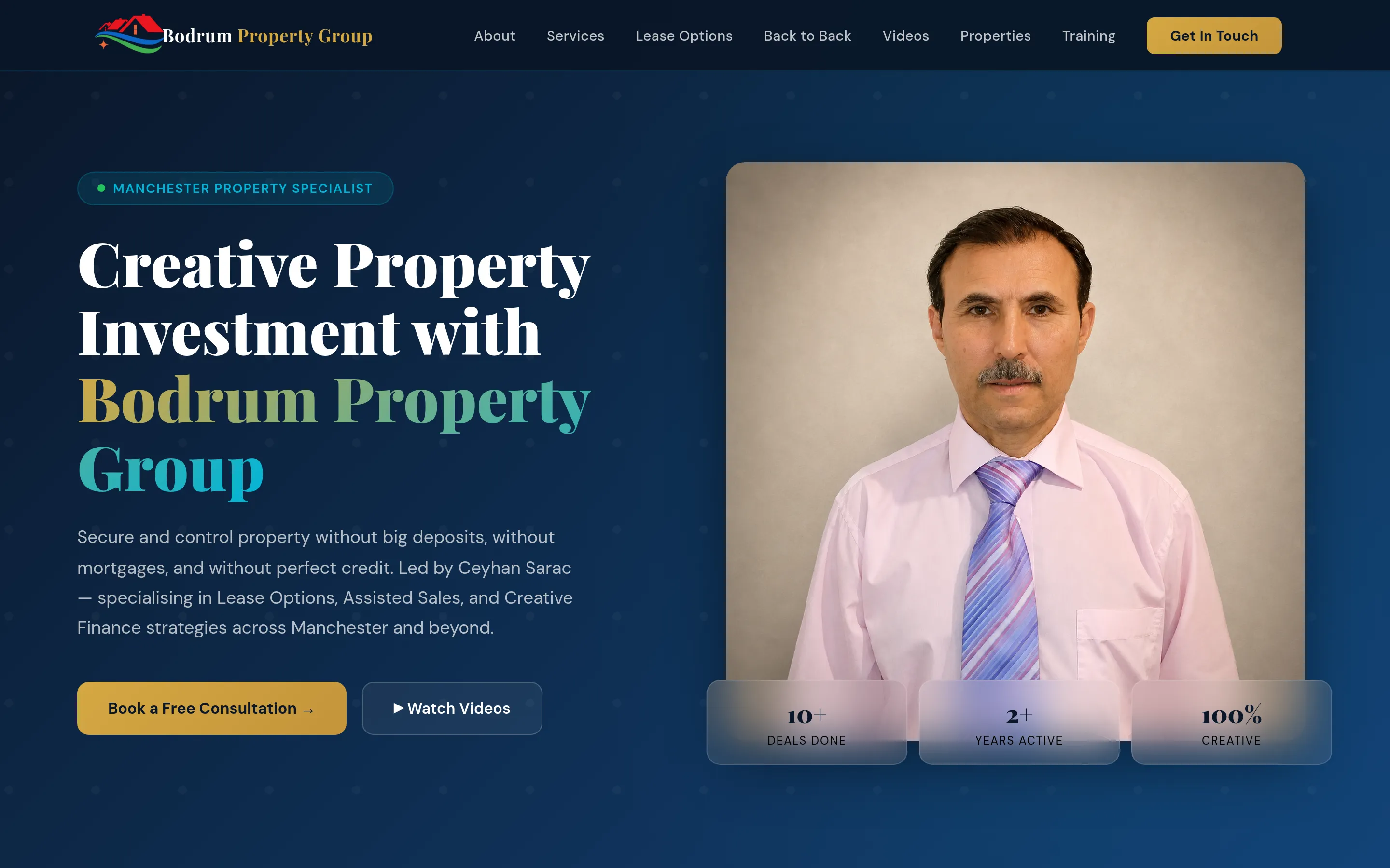 Bodrum Property Group: Hero — the founder's photo replaced a stock image early on, and the page got noticeably more credible for it.